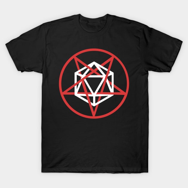 Satanic d20 Pentagram | Roleplaying Game Design T-Shirt by MeatMan